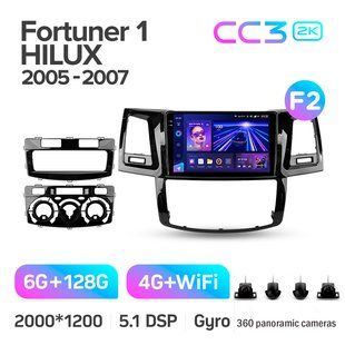 Штатна магнітола Teyes CC3 2K 6+128 Gb 360&deg; Toyota Fortuner 1 AN50 AN60 HILUX Revo Vigo 2005-2007 9"
