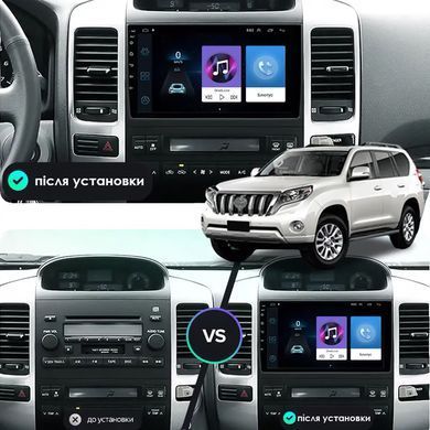 Штатная магнитола Lesko для Toyota Land Cruiser Prado 120 Series 2002-2007 экран 9" 4/64Gb 4G Wi-Fi GPS Top
