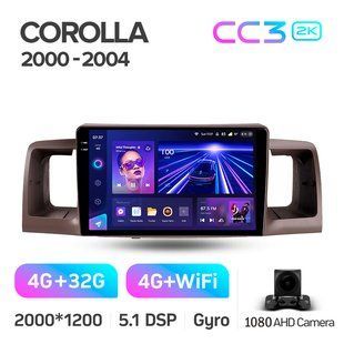 Штатна магнітола Teyes CC3 2K 4+32 Gb Toyota Corolla E130 E120 2000-2004 (B) 9"