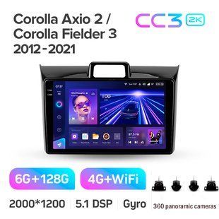 Штатна магнітола Teyes CC3 2K 6+128 Gb 360&deg; Toyota Corolla Axio 2 Fielder 3 E160 2012-2021 9"