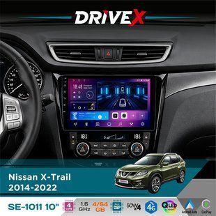 Штатна магнітола для Nissan X-Trail 2014-2022 DriveX SE-1011 QLED 10" Android 4-ядерний 4+64Гб DSP 4x50W(TDA7851) бездротовий CarPlay та AndroidAuto