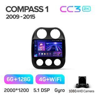Штатна магнітола Teyes CC3 2K 6+128 Gb Jeep Compass 1 MK 2009-2015 10"