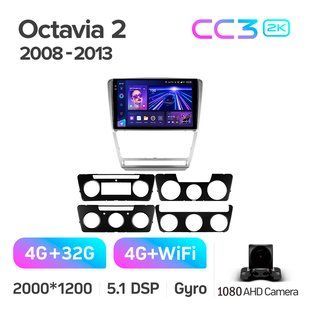 Штатна магнітола Teyes CC3 2K 4+32 Gb Skoda Octavia 2 A5 2008-2013 10" black