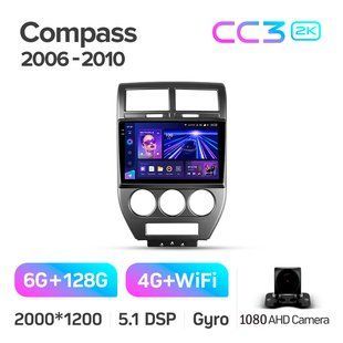Штатна магнітола Teyes CC3 2K 6+128 Gb Jeep Compass 1 MK 2006-2010 10"