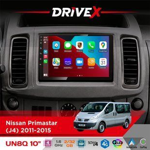 Штатна магнітола для Nissan Primastar (J4) 2011-2015 DriveX UN8 QLED 10" Android 4-ядерний 2x32Гб 4x45W бездротовий CarPlay та AndroidAuto