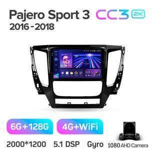 Штатная магнитола Teyes CC3 2K 6+128 Gb Mitsubishi Pajero Sport 3 2016-2018 9"