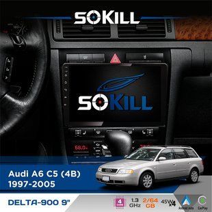 Штатна магнітола для Audi A6 C5 (4B) 1997-2005 SoKill DELTA-900 9" Android 4-ядерний 2+64Гб 4x45W бездротовий CarPlay та AndroidAuto