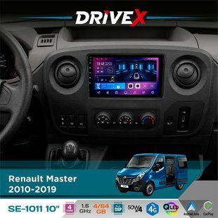 Штатна магнітола для Renault Master 2010-2019 DriveX SE-1011 QLED 10" Android 4-ядерний 4+64Гб DSP 4x50W(TDA7851) бездротовий CarPlay та AndroidAuto