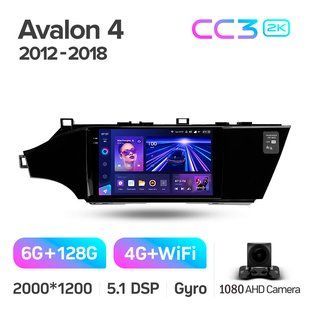 Штатная магнитола Teyes CC3 2K 6+128 Gb Toyota Avalon 4 IV XX40 2012 - 2018 9"