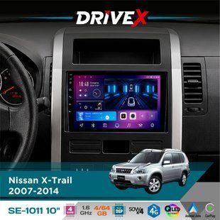 Штатна магнітола для Nissan X-Trail 2007-2014 DriveX SE-1011 QLED 10" Android 4-ядерний 4+64Гб DSP 4x50W(TDA7851) бездротовий CarPlay та AndroidAuto
