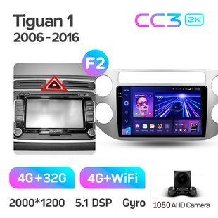 Штатна магнітола Teyes CC3 2K 4+32 Gb Volkswagen Tiguan 1 NF 2006-2017 (B) silver 9"