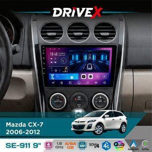 Штатна магнітола для Mazda CX-7 2006-2012 DriveX SE-911 4+64Гб QLED 9" Android 4-ядерний 4x50W(TDA7851) DSP бездротовий CarPlay та AndroidAuto